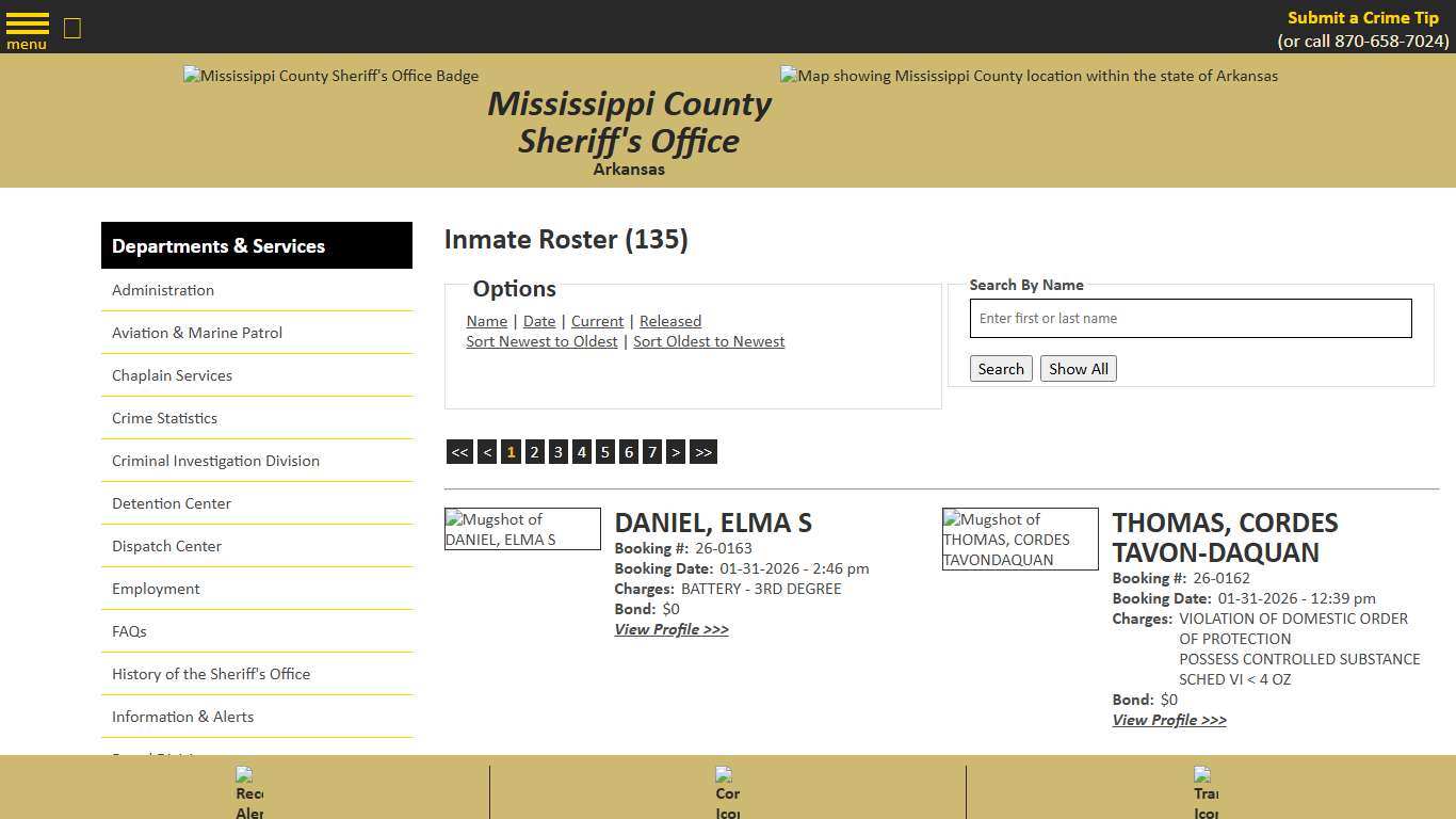 Inmate Roster - Current Inmates Booking Date Descending - Mississippi County AR Sheriff